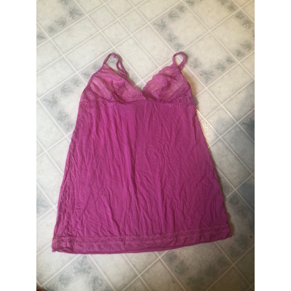 Victoria's Secret Knit Dress Gown Medium Pink white Low Back Adjustable Straps
